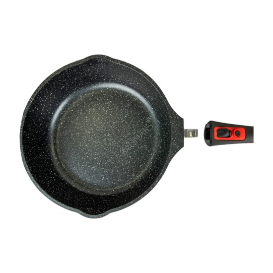 Patelnia głęboka z powłoką marmurową Chef & Cook 24 cm ze szklaną pokrywką