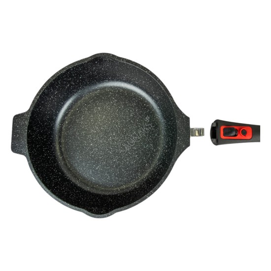 Patelnia głęboka z powłoką marmurową Chef & Cook 28 cm ze szklaną pokrywką