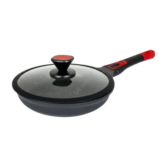 Patelnia z powłoką marmurową Chef & Cook 26cm ze szklaną pokrywką