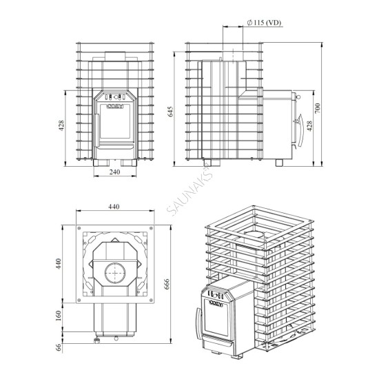 Piec do sauny COZY 12-QUATTRO-TW