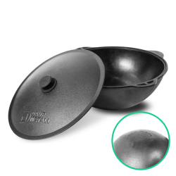 Kociołek kazan żeliwny DAVR METALL 8L z aluminiową pokrywką (okrągłe dno)