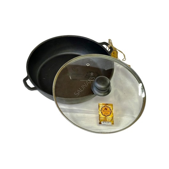 Patelnia żeliwna MAYSTERNYA 26x6cm z szklaną pokrywką