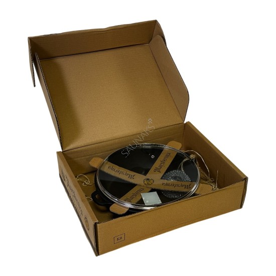 Patelnia żeliwna MAYSTERNYA 26x6cm z szklaną pokrywką