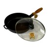 Cast iron pan MAYSTERNYA 28x6cm with wooden handle and glass lid