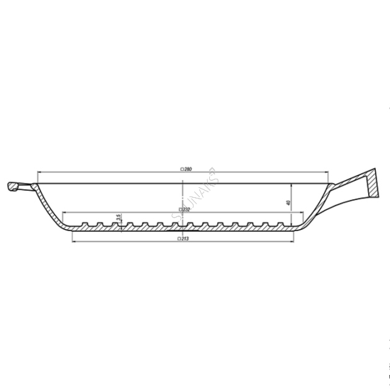 Patelnia grillowa żeliwna MAYSTERNYA 28x28x4cm z drewnianą rączką