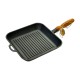 Patelnia grillowa żeliwna MAYSTERNYA 28x28x4cm z drewnianą rączką