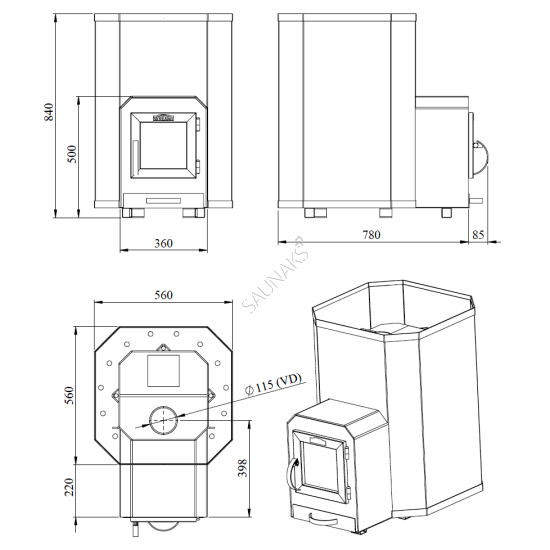 Piec do sauny STOVEMAN Heavy 24-LS